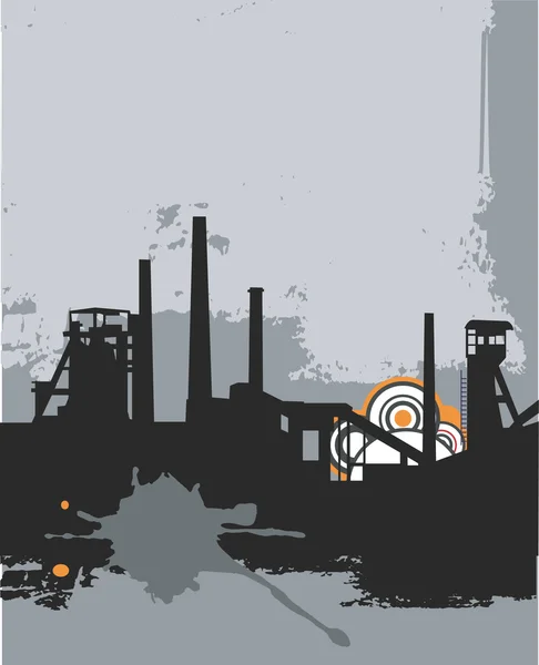 Grunge _ factory _ silhouette — Stockvektor