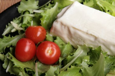 Stracchino with lettuce and tomatoes clipart