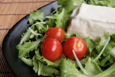 Stracchino with lettuce and tomatoes clipart