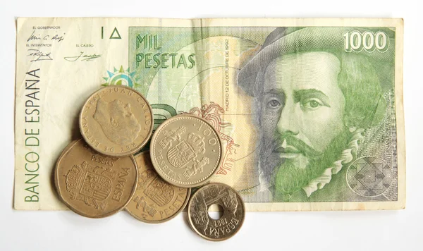 Staré španělské pesety — Stock fotografie