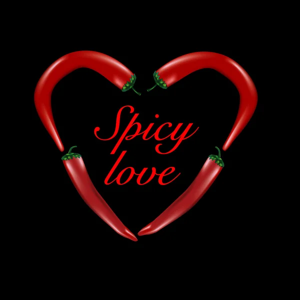 Srdce tvarovaný chilli papričky — Stockový vektor