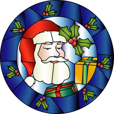 Christmas stained glass decoration clipart