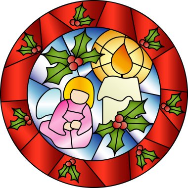 Christmas stained glass decoration clipart