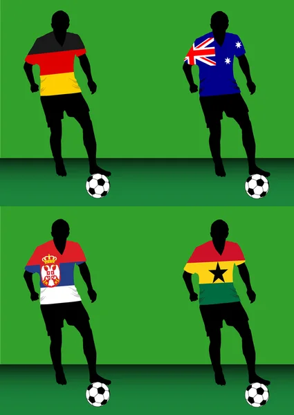 Jugadores de fútbol - GroupD — Vector de stock