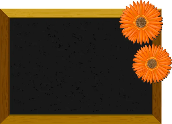 Empty chalkboard with flowers — Stock Vector