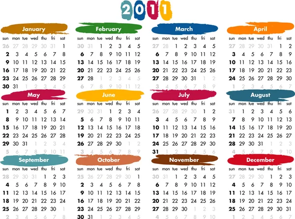 2011 calendar - US — Stock Vector