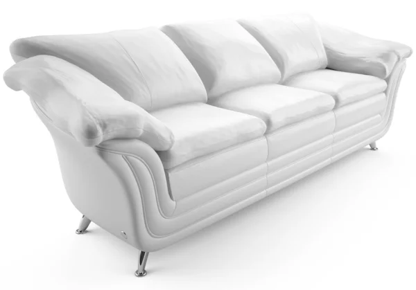 Bílá kůže sofa2 — Stock fotografie