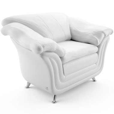 3d white leather armchair 45 degree clipart