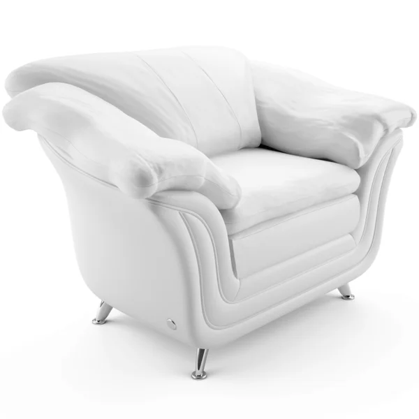 3d white leather armchair 45 degree — Stock Photo, Image