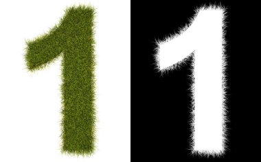 Number 1 of the grass with alpha channel clipart