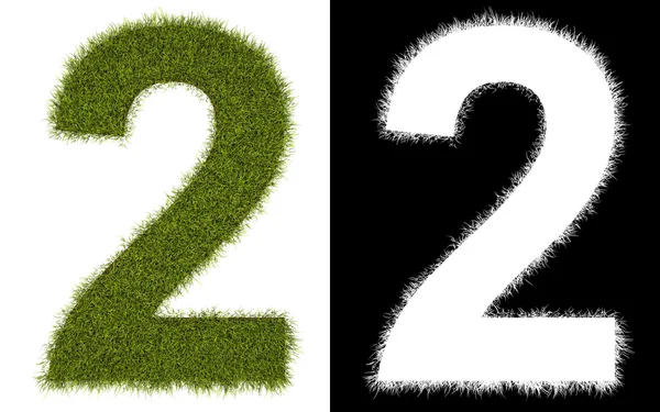 2 Liczba trawa z kanału alfa — Zdjęcie stockowe