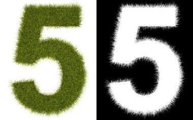 Number 5 of the grass with alpha channel clipart