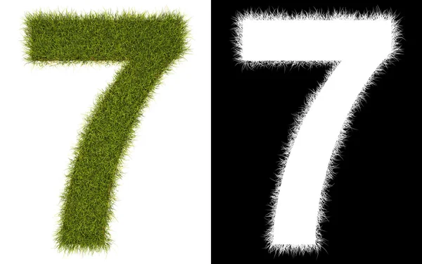 Number 7 of the grass with alpha channel — Stock Photo, Image