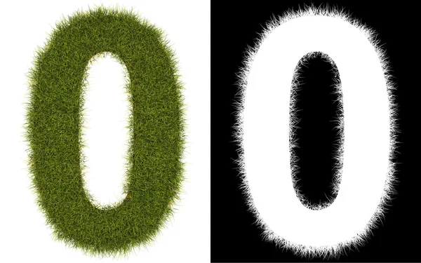 Number 0 of the grass with alpha channel — Stock Photo, Image
