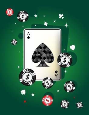 Spade ace on green felt clipart