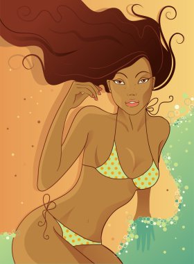 Summer retro beach illustration clipart