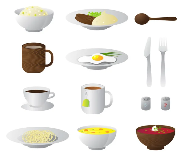 Différents aliments et boissons — Image vectorielle