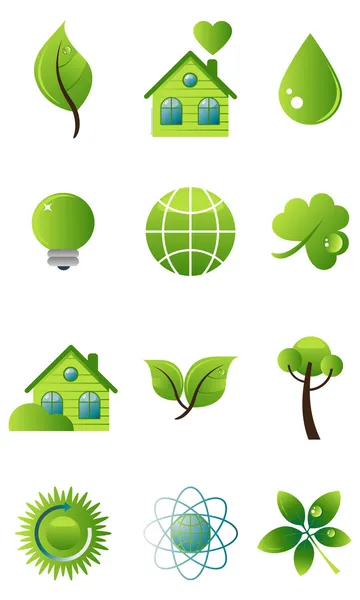 Set di icone vettoriali verdi — Vettoriale Stock