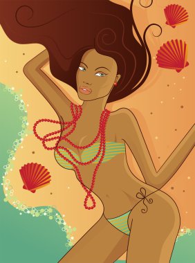 Summer retro beach illustration clipart