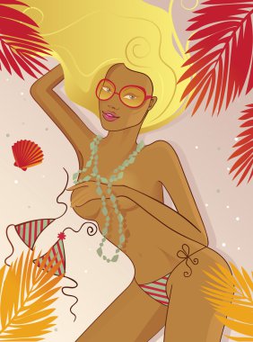 Summer retro beach illustration clipart