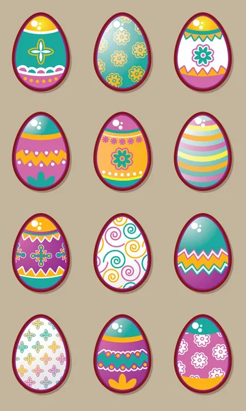 Conjunto de ícones de ovos de Páscoa — Vetor de Stock