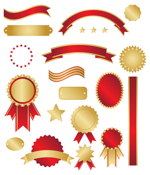 Classic gold and red awards and swirls