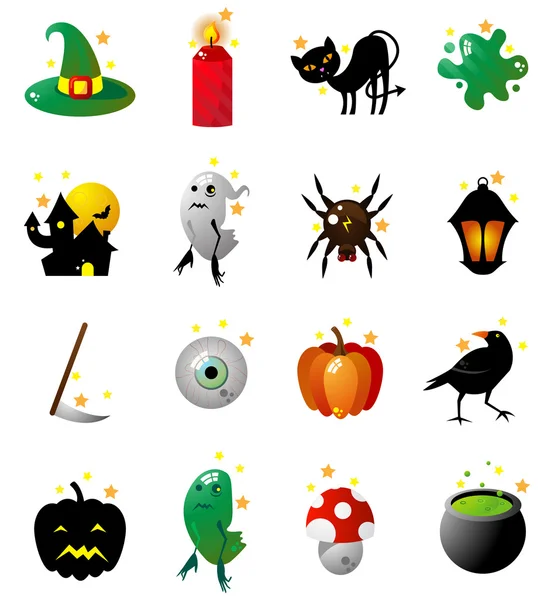 Ícones divertidos para feriados de Halloween — Vetor de Stock