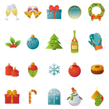 Classic Christmas and New Year icons clipart