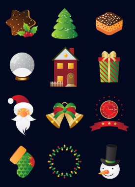 Christmas and New Year icon set clipart