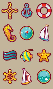 Sea travel icon set clipart