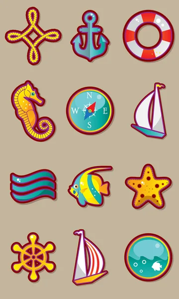 Mar icono de viaje conjunto — Archivo Imágenes Vectoriales