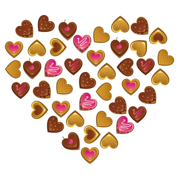 Heart shape sweet cakes — Stock Vector