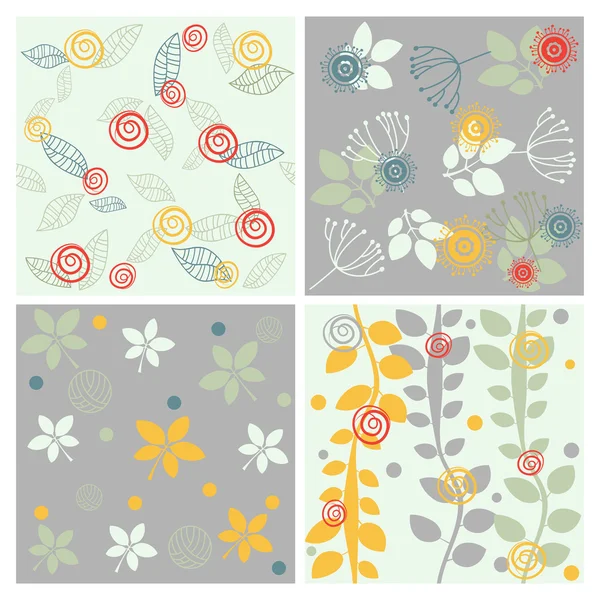 Vector floral seamless patterns — Stock Vector