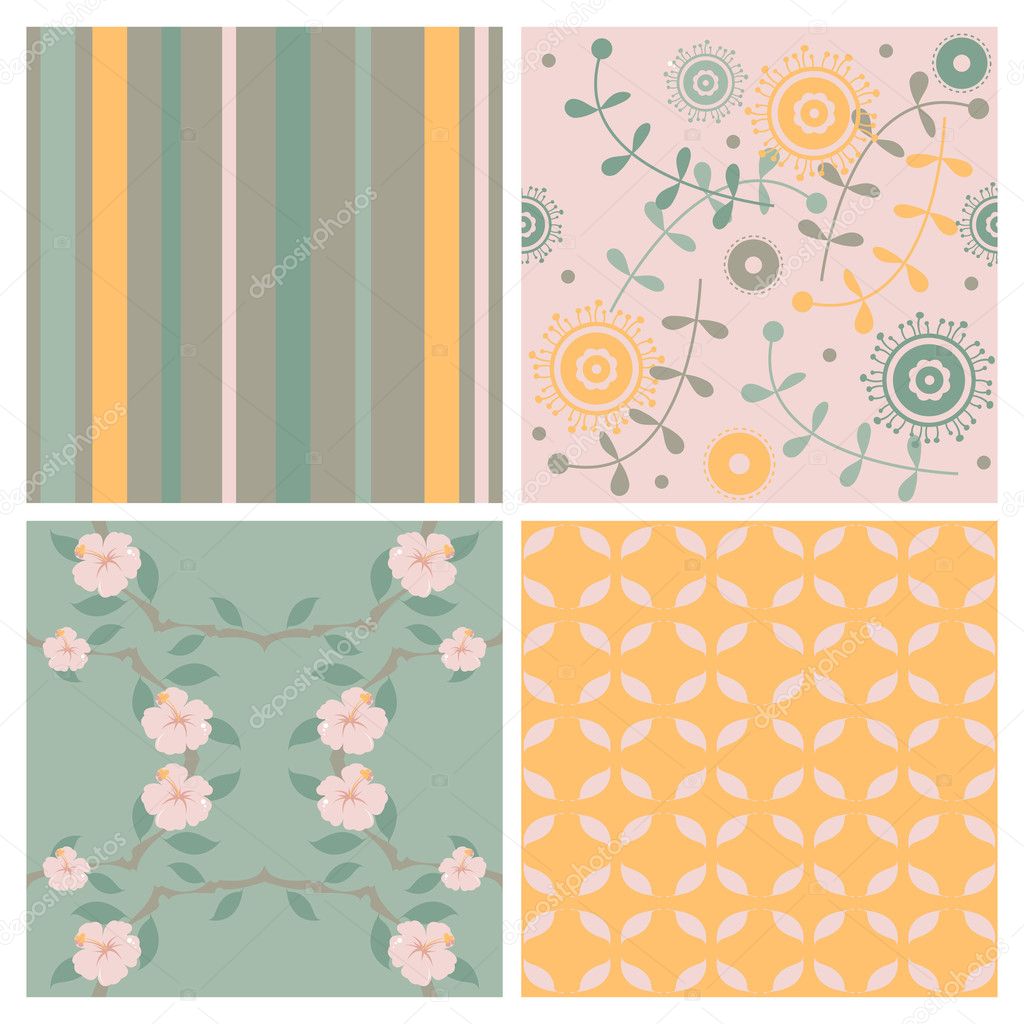 Vector floral seamless patterns