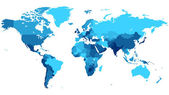 Blaue Weltkarte mit Ländern