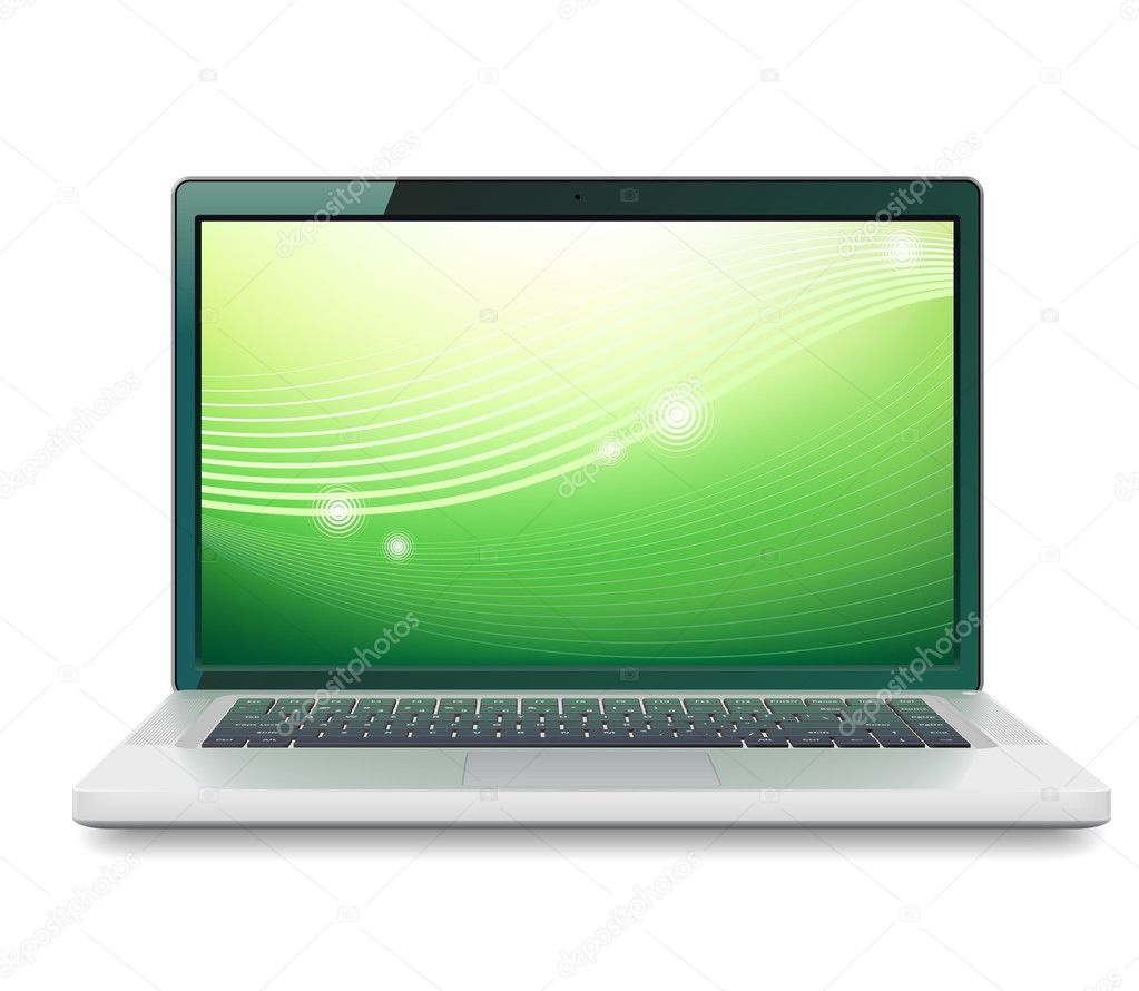 Laptop mit abstrakt wallpaper — Stockvektor © ildogesto #3142558