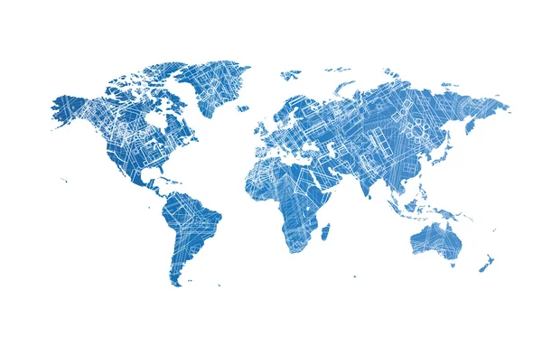 World map with countries on blue background Stock Vector Image by ...