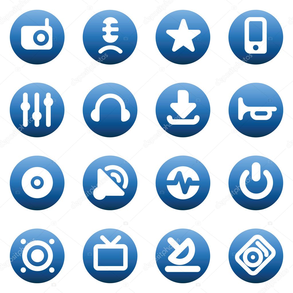 Buttons for music and sound — Stock Vector © ildogesto 3295558