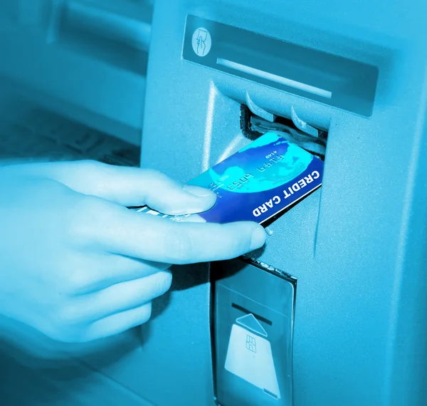 stock image ATM. Inserting A Card.