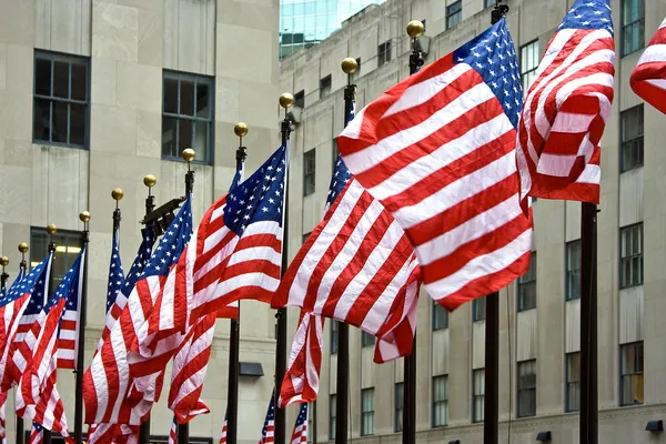 A row of American flags — Stock Photo, Image