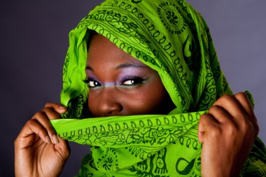 African woman with scarf clipart