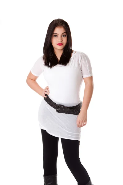Morena em camisa branca — Fotografia de Stock