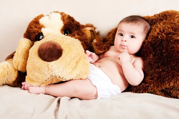 Baby with dog — Stock Photo, Image