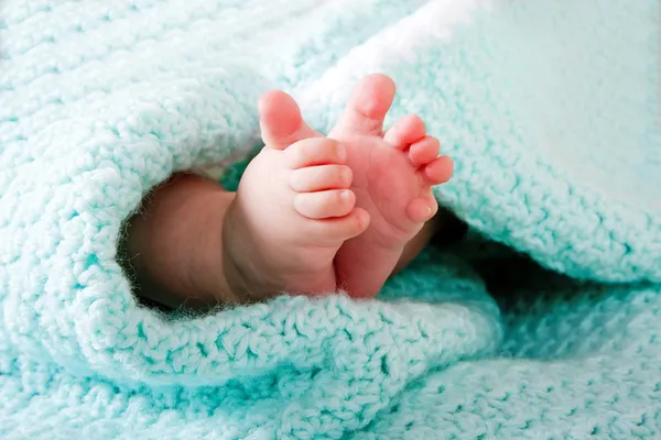 Baby voeten in deken — Stockfoto