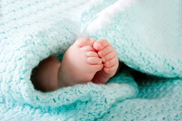 Baby fötter i filt — Stockfoto