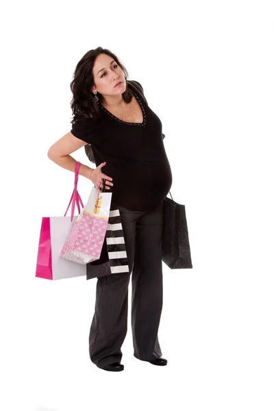 Donna incinta con borse della spesa — Foto Stock
