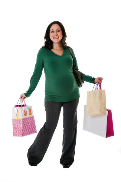 Lycklig kvinna med shoppingväskor — Stockfoto