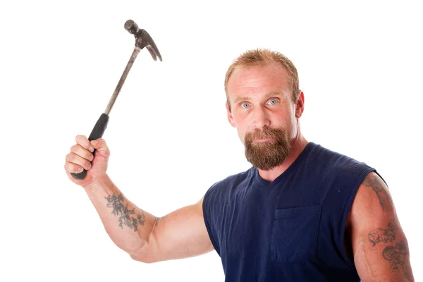Homem com martelo — Fotografia de Stock