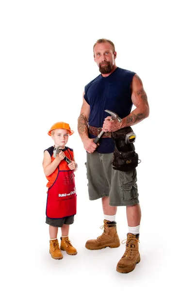 Πατέρας και γιος ξυλουργός — Φωτογραφία Αρχείου