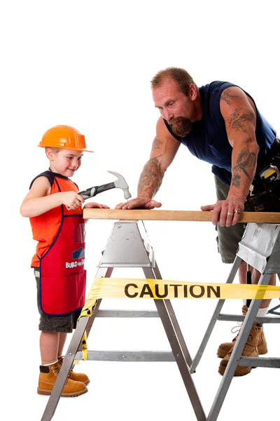 Père et fils charpentier emploi — Photo